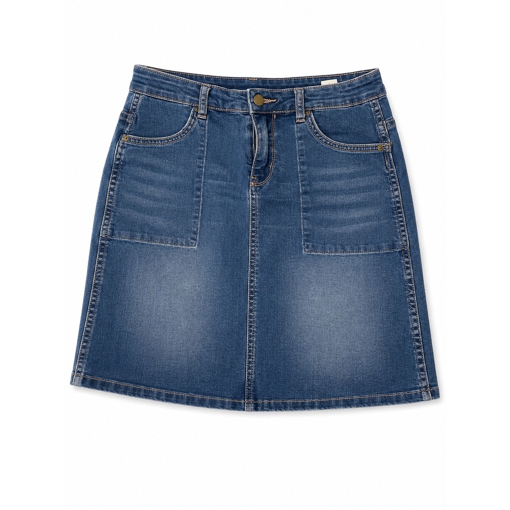 Calvin Klein Jeans Medium Wash Denim Mini Skirt W27 Blue A-Line Patch Pockets